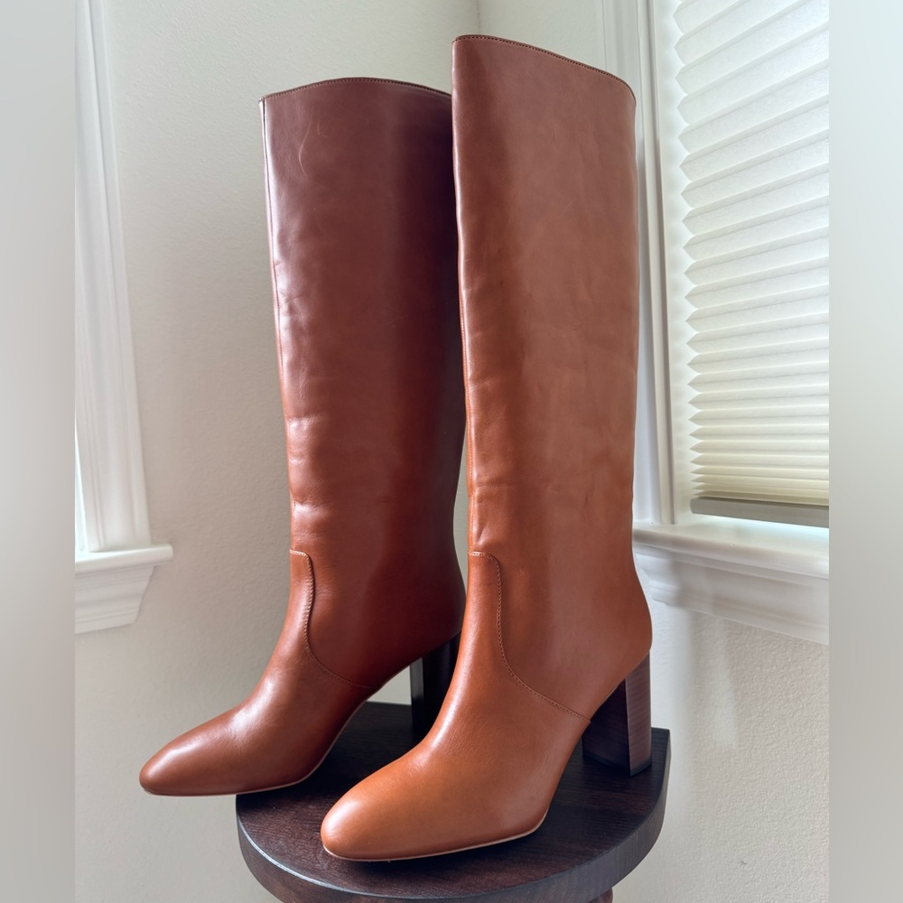 NEW Loeffler Randall Cognac Knee-High Goldy Boots